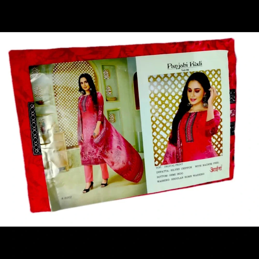 Unstitched dress material cotton three piece suit-Free Size - Picture 2 of 5